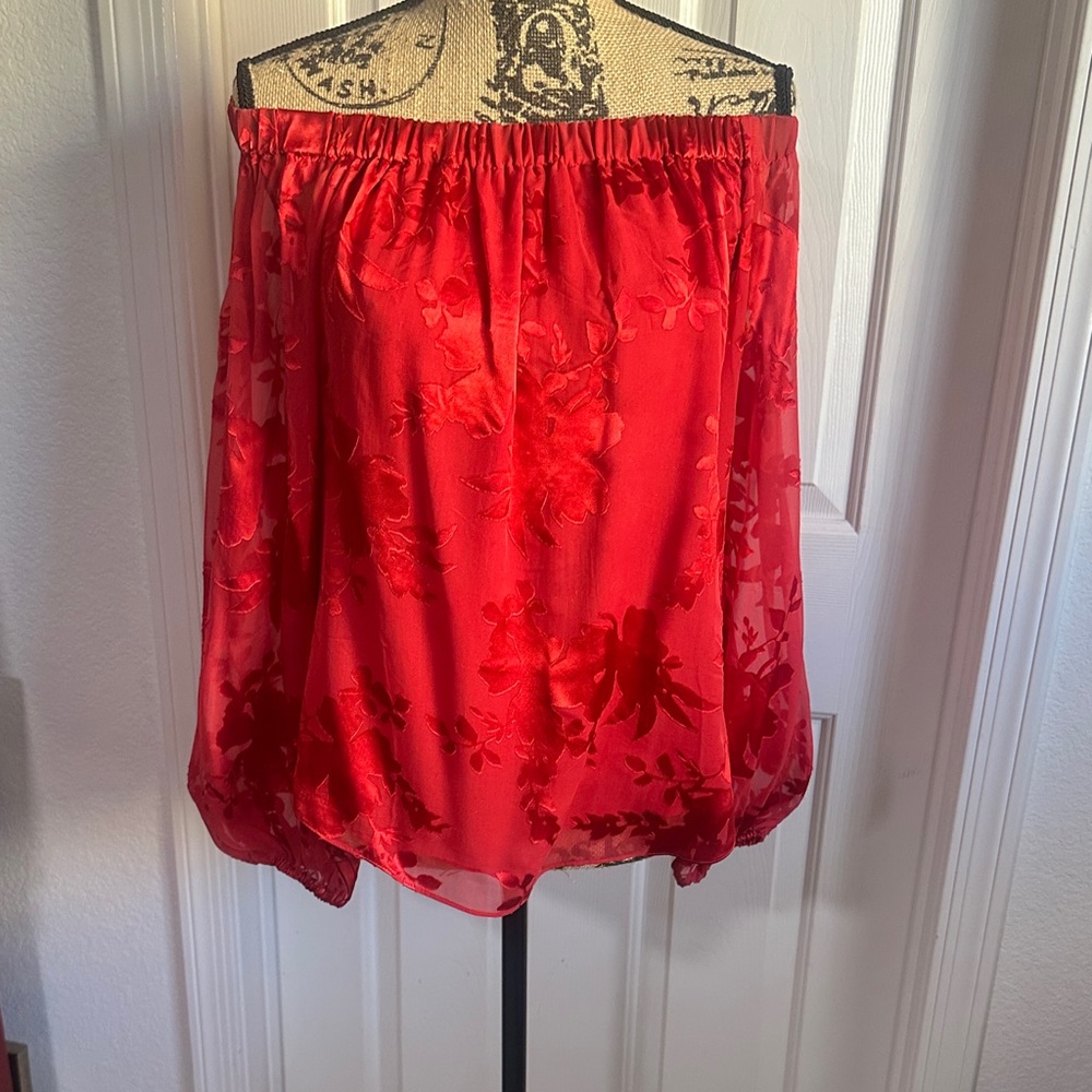 NWT White House Black Market Roman Red Blouse